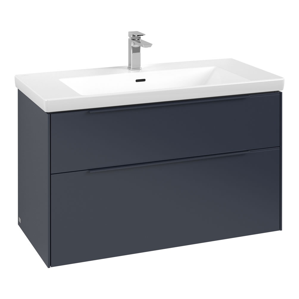 Cutout image of Villeroy & Boch Subway 3.0 Marine Blue 1000mm Wall-Hung Basin Vanity Unit